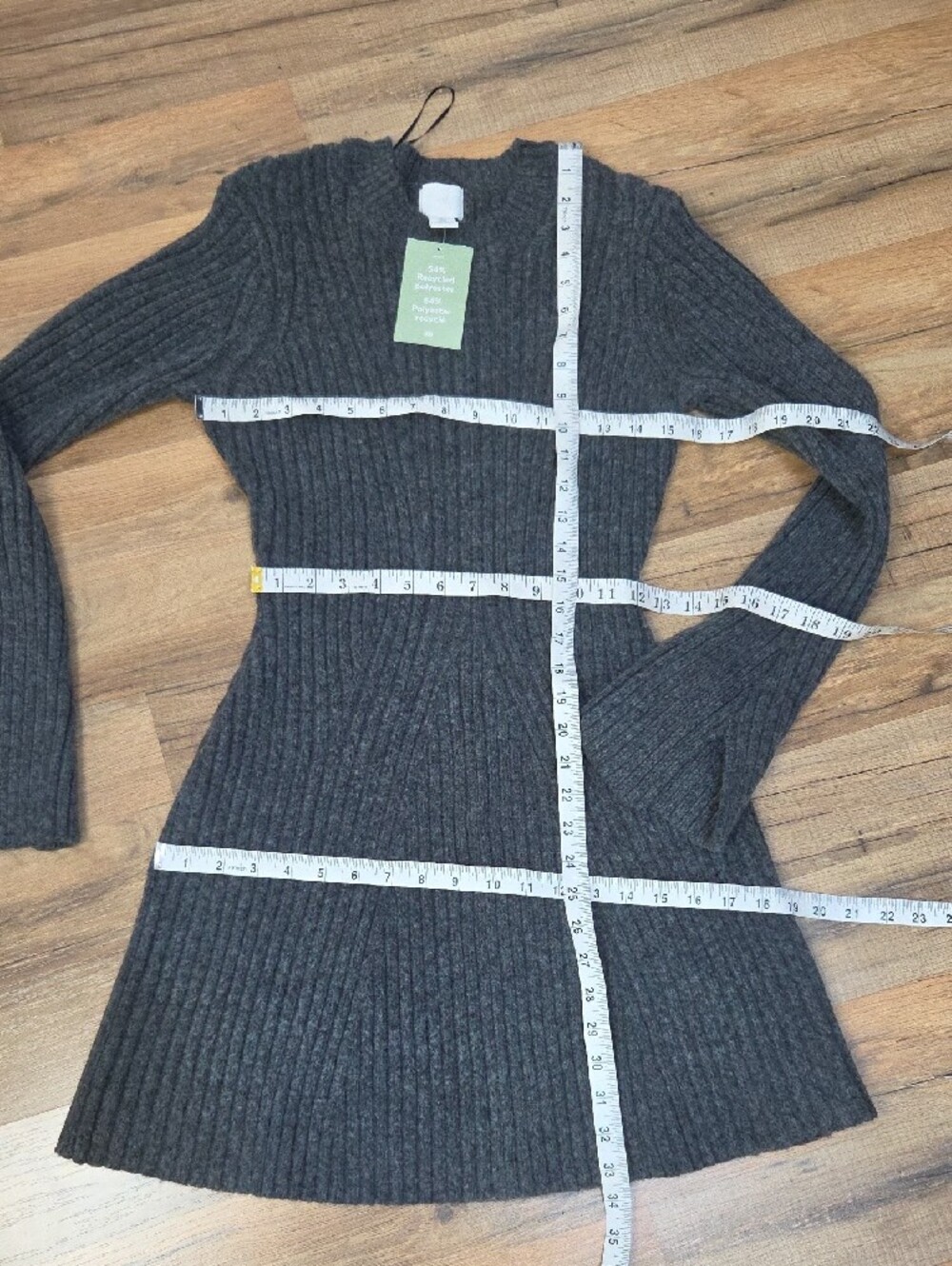 H&M Dark Gray Ribbed Long-Sleeve Knit Dress - Picture 6 of 10